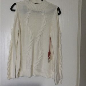 Jennifer Lopez Ivory Cold Shoulder Sweater